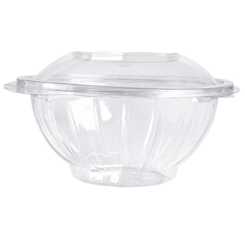 Runde, transparente PET-Schale mit Klappdeckel - 750 ml - Ø 170 mm x H 75 mm - 300 Stück